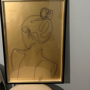 Feminine Gold Line Art Framed Wall Decor